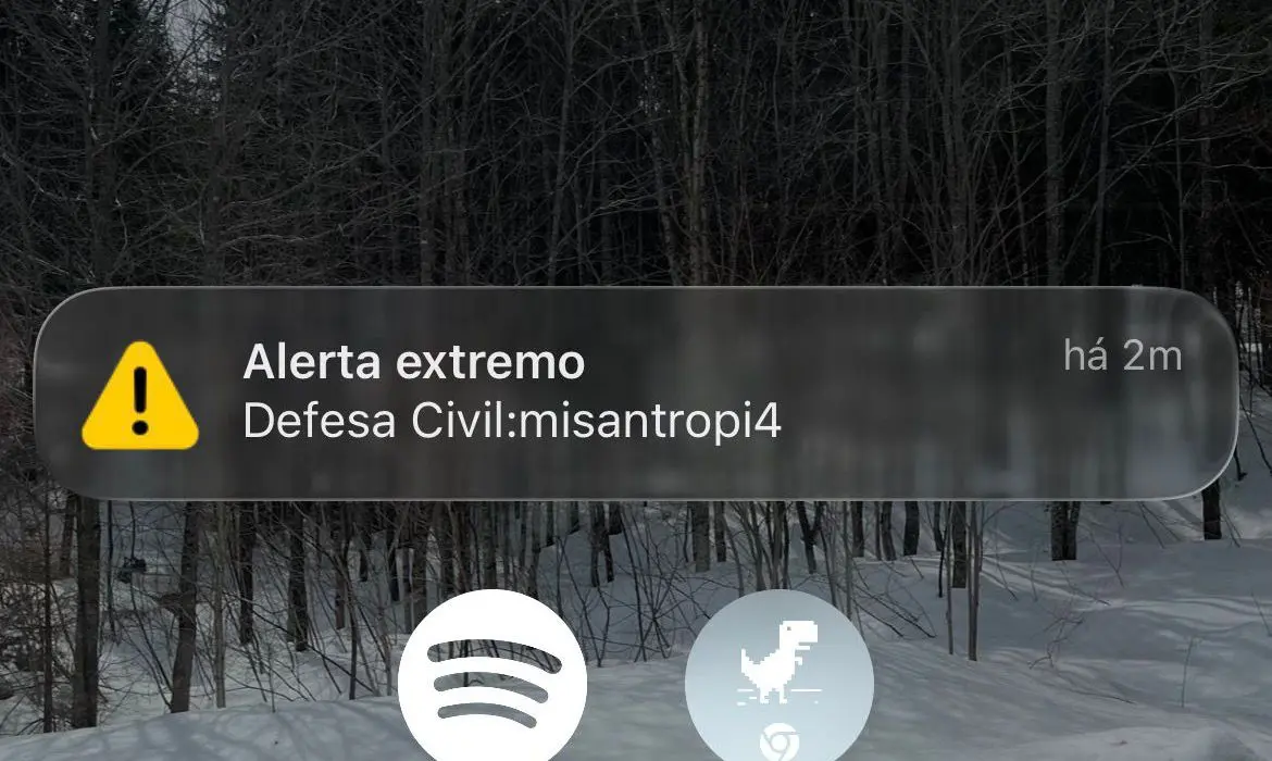 Print do alerta falso disparado pelo sistema da Defesa Civil