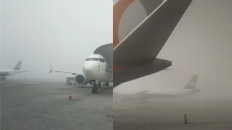 Nevoeiro cobrindo o Aeroporto Internacional do Galeão, Rio de Janeiro