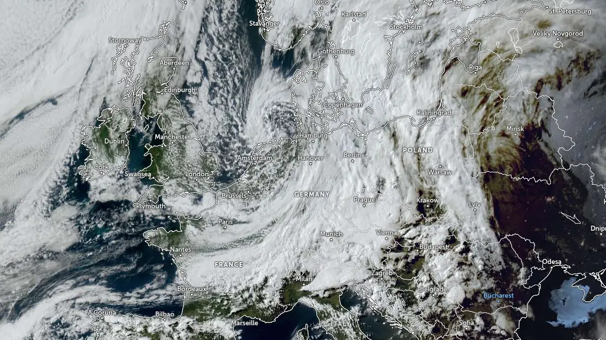 Imagem de satélite da Europa, 11 de maio de 2026
