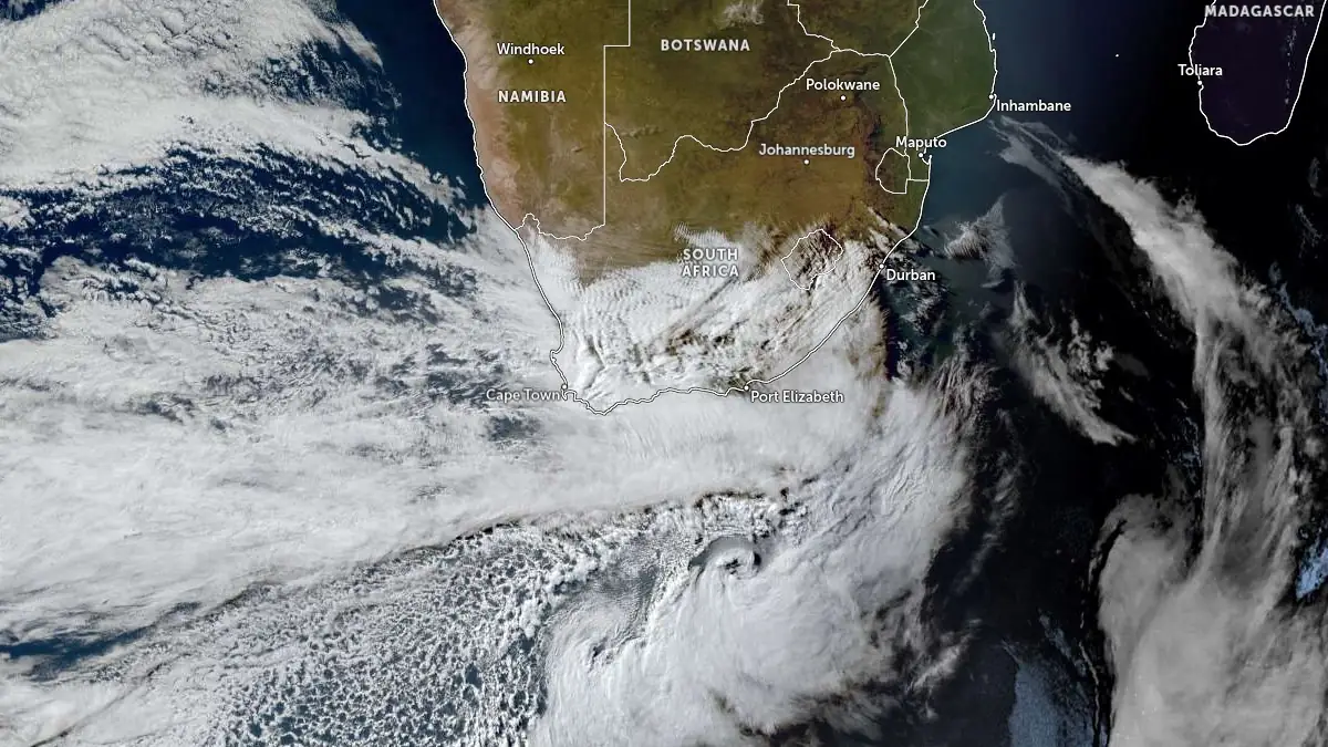Imagem de satélite da África do Sul, 11 de maio de 2026